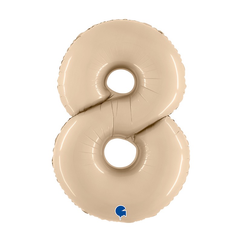 BALLON METALLIQUE CHIFFRE 8 CREME SATIN 102 CM 