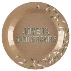 10 ASSIETTES JOYEUX ANNIVERSAIRE VEGETAL 23  CM 