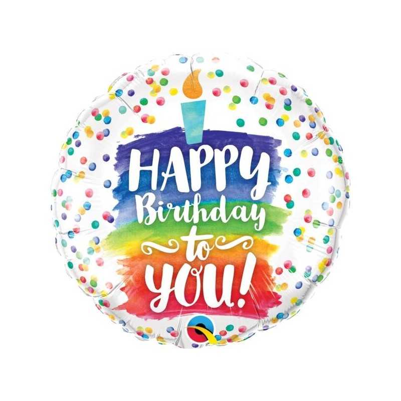 BALLON METALLIQUE ROND 46CM HAPPY BIRTHDAY TO YOU