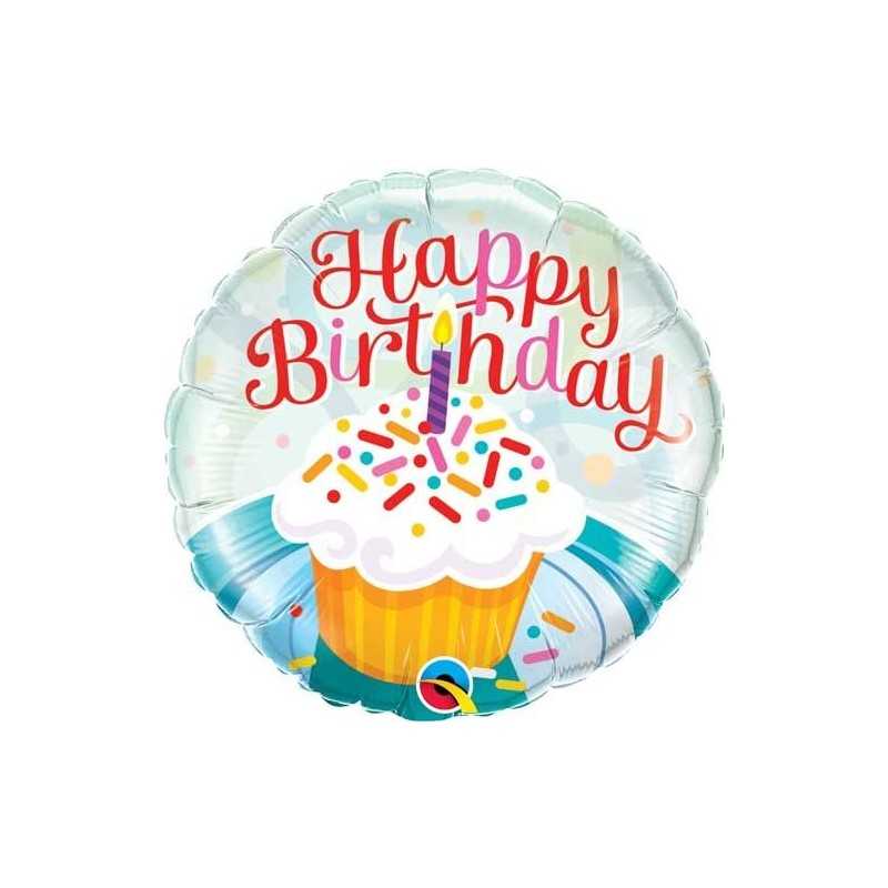 BALLON METALLIQUE ROND 46 CM HAPPY BIRTHDAY 