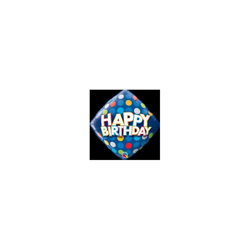 BALLON METALLIQUE LOSANGE 46CM HAPPY BIRTHDAY 