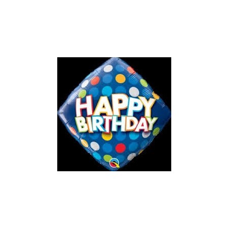 BALLON METALLIQUE LOSANGE 46CM HAPPY BIRTHDAY 