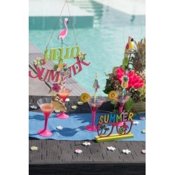 CENTRE DE TABLE SUMMER FLAMANT ROSE ET PALMIER