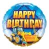 BALLON METALLIQUE ROND 46 CM TRACTOPELLE HAPPY BIRTHDAY
