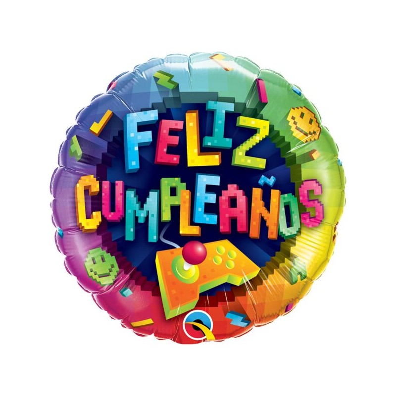 BALLON METALLIQUE ROND 46CM FELIZ CUMPLEANOS GAMING 