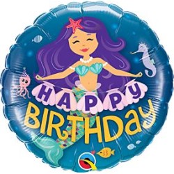 BALLON METALLIQUE ROND 46CM HAPPY BIRTHDAY SIRENE 