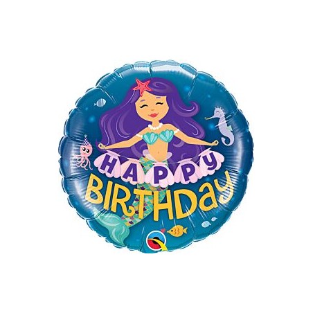 BALLON METALLIQUE ROND 46CM HAPPY BIRTHDAY SIRENE 