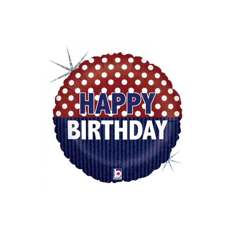 BALLON METALLIQUE ROND 46CM HAPPY BIRTHDAY NAUTIQUE  BALLON METALLIQUE ROND 46CM HAPPY BIRTHDAY NAUTIQUE