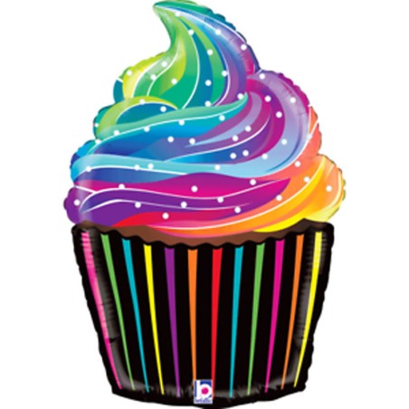 BALLON METALLIQUE CUPCAKE 69CM FLUO 