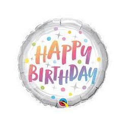 BALLON METALLIQUE ROND 46CM HAPPY BIRTHDAY 