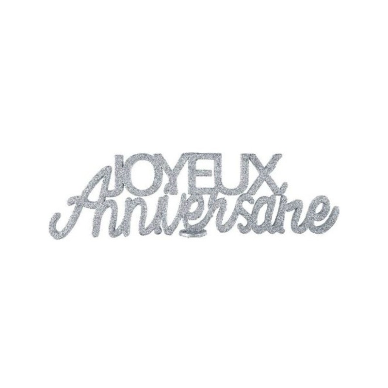 LETTRES JOYEUX ANNIVERSAIRE  ARGENT PAILLETEES 32 CM