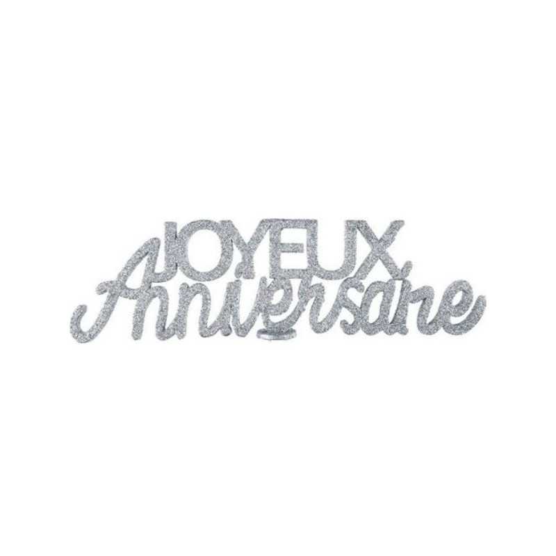LETTRES JOYEUX ANNIVERSAIRE ARGENT PAILLETEES 32 CM