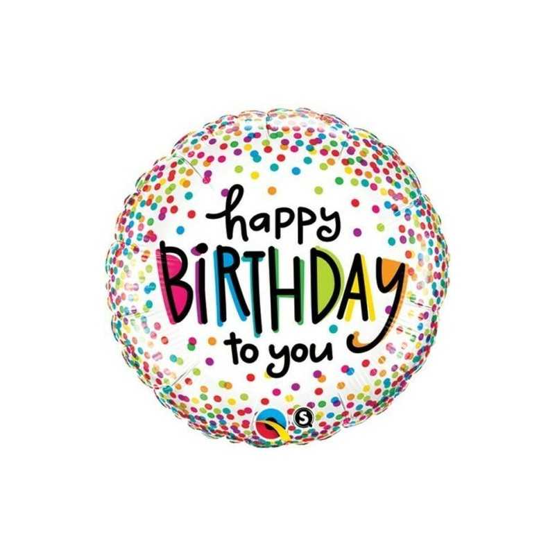 BALLON METALLIQUE ROND 46CM HAPPY BIRTHDAY TO YOU
