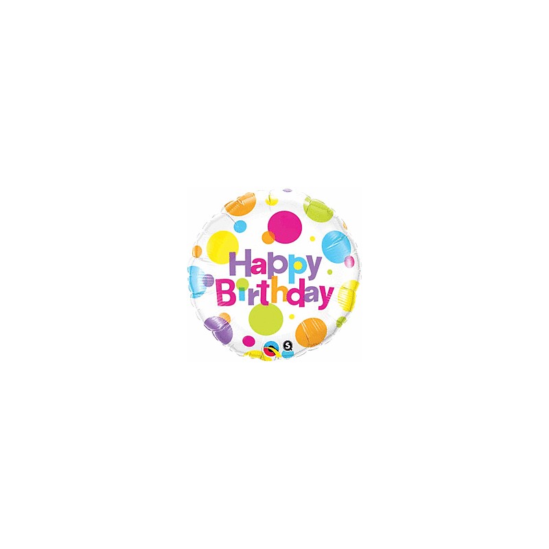 BALLON METALLIQUE ROND 46CM HAPPY BIRTHDAY