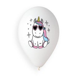 5 BALLONS BIO LATEX LICORNE 30CM 