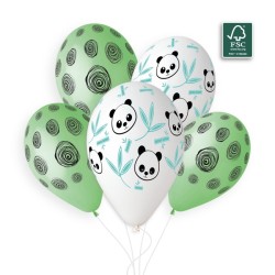 5 BALLONS BIO LATEX PANDA 30CM 