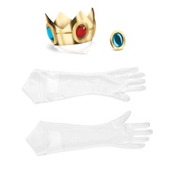 KIT ACCESSOIRES PRINCESSE PEACH SUPER MARIO COURONNE GANTS ET MEDAILLON