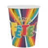 10 GOBELETS CARTON C'EST LA FETE MULTICOLORES 270 ML