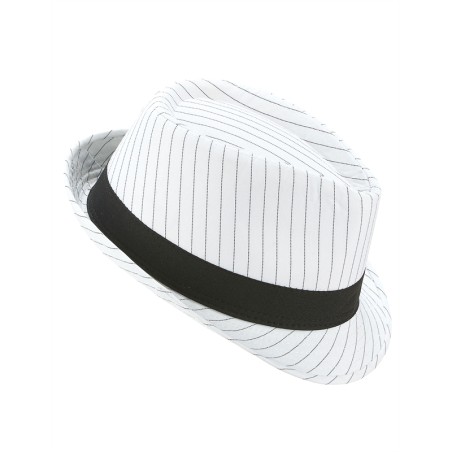 CHAPEAU BORSALINO BLANC RAYURES NOIRES