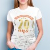 T SHIRT A DEDICACER 20 ANS FEMME TAILLE UNIQUE