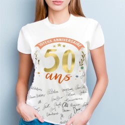 T SHIRT A DEDICACER 50 ANS FEMME TAILLE UNIQUE