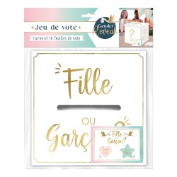 JEU DE VOTE 1URNE ET 16 FEUILLES DE VOTE GENDER REVEAL 