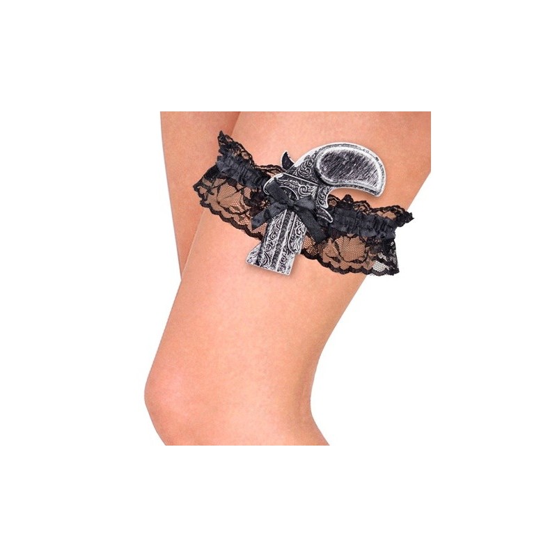 JARRETIERE NOIRE AVEC PISTOLET ANCIEN