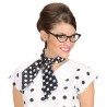 FOULARD BANDEAU SATIN NOIR POIS BLANC