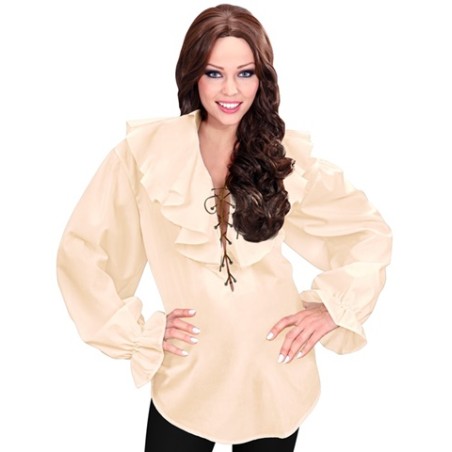 CHEMISE BEIGE A JABOT PIRATE OU RENAISSANCE FEMME TAILLE  M