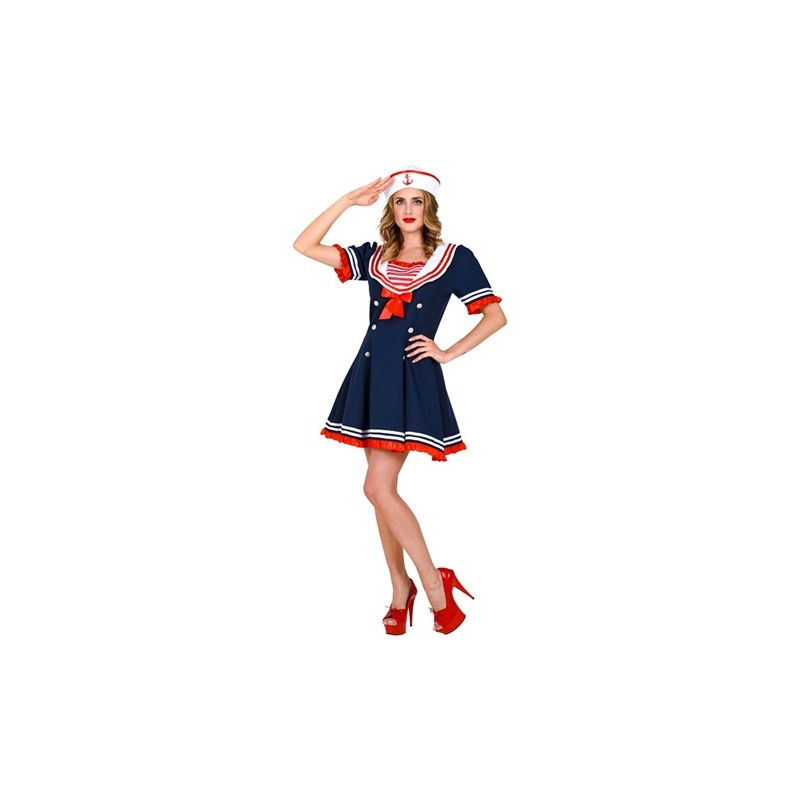 DEGUISEMENT ROBE BLEUE ET ROUGE FEMME MARINE  TAILLE M