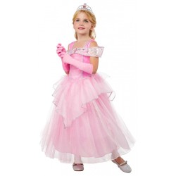 DEGUISEMENT PRINCESSE ROSE TAILLES 7-8 ANS 