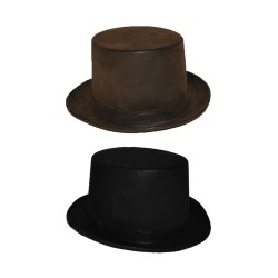 CHAPEAU HAUT DE FORME MARRON SIMILI CUIR