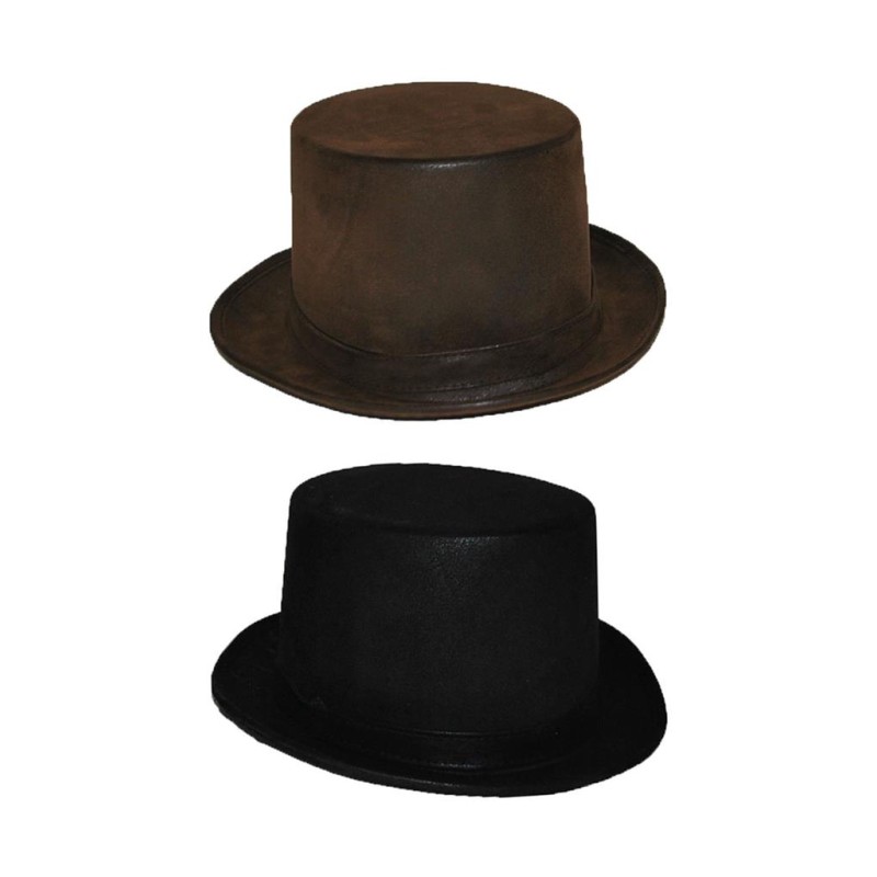 CHAPEAU HAUT DE FORME MARRON SIMILI CUIR