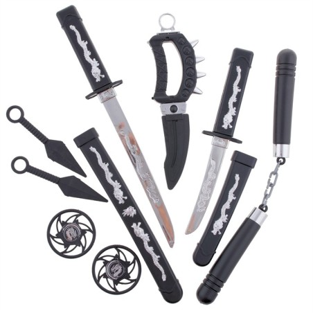 KIT DE 10 ACCESSOIRES ARMES  NINJA ENFANT