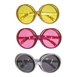 LUNETTES RONDES PAILLETTES DISCO COULEURS ASSORTIS