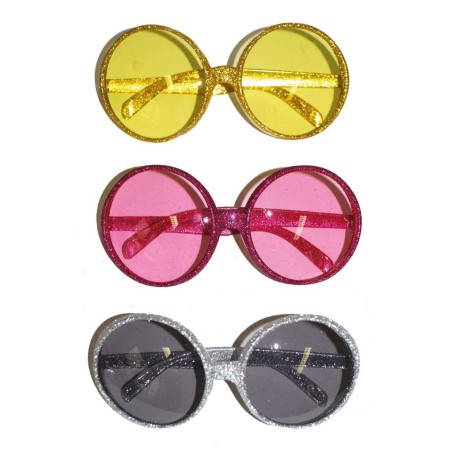 LUNETTES RONDES PAILLETTES DISCO COULEURS ASSORTIS 