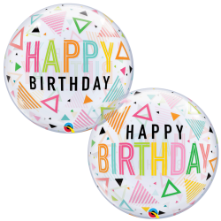 BALLON BUBBLES HAPPY BIRTHDAY TRIANGLES MULTICOLORE 56 CM