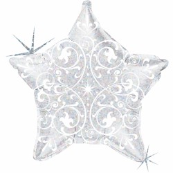 BALLON METALLIQUE ETOILE 53 CM ARABESQUE ARGENT