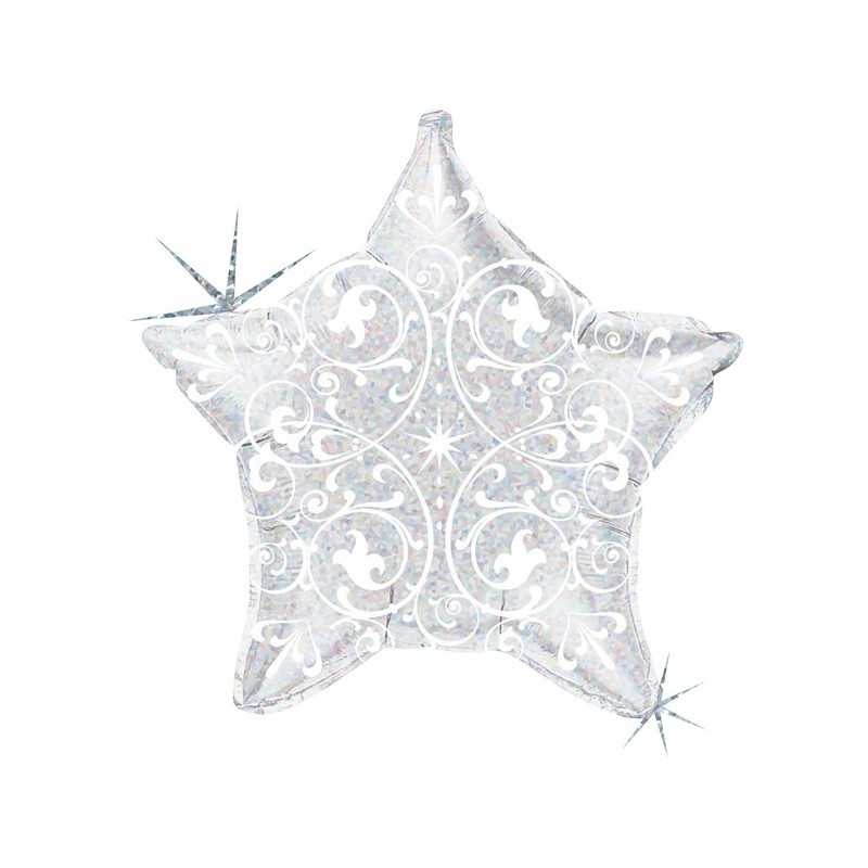 BALLON METALLIQUE ETOILE 53 CM ARABESQUE ARGENT