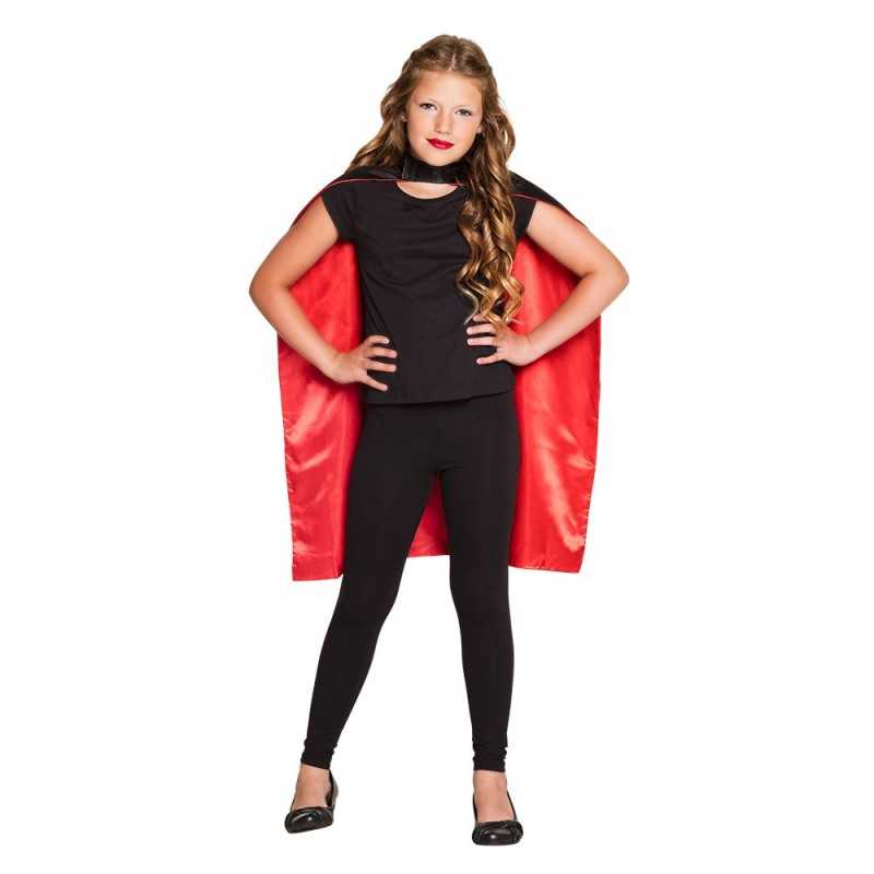 CAPE ENFANT ROUGE ET NOIR REVERSIBLE 90 CM 