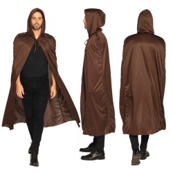 CAPE ADULTE AVEC CAPUCHE MARRON 180 CM 