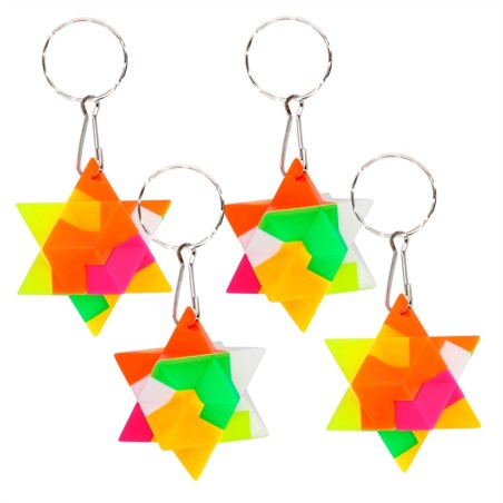 4 PORTE CLEF PUZZLE COULEURS FLUO 