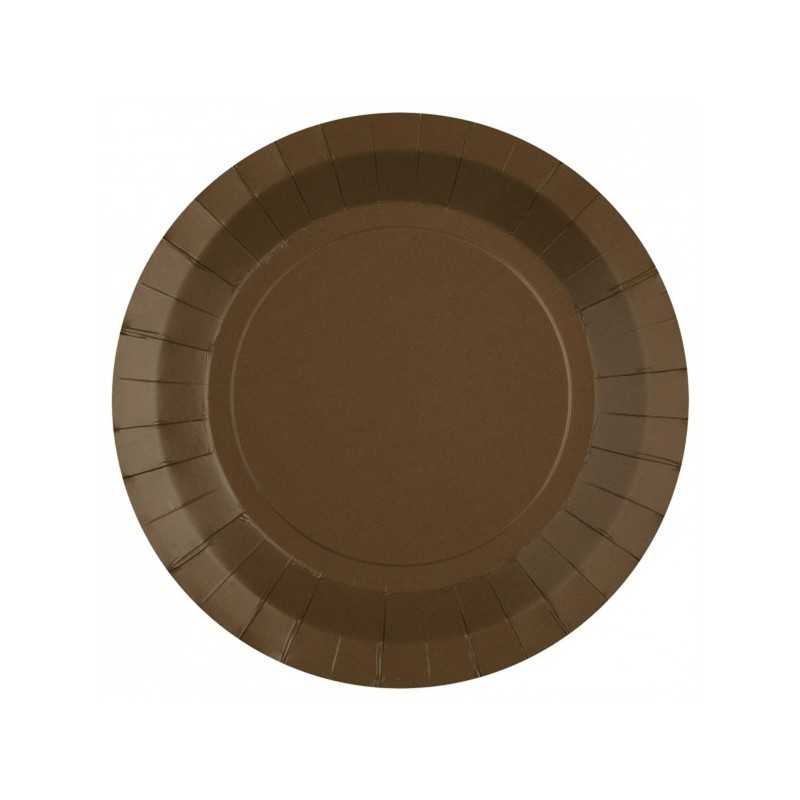 10 ASSIETTES RONDES RAINBOW CHOCOLAT BIODEGRADABLE 22.5 CM