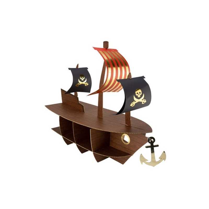 PRESENTOIR A CUP CAKE BATEAU DE PIRATE 46.5 X 40 X 20 CM 