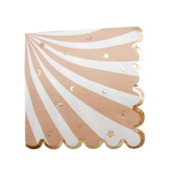 16 SERVIETTES BABY NUDE CAMLE, BLANC ET OR  33 X 33 CM 