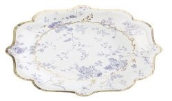 8 ASSIETTES AVEC FLEURS BLEU ET OR 23 CM