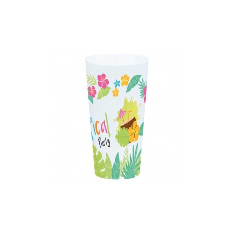 GOBELET PP IMPRIME TROPICAL PARTY 700 ML DIA 9.2 CM 17 CM