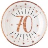 10 ASSIETTES ROND ETINCELANT METAL BLANC 70 ANS ROSE GOLD