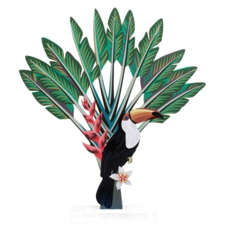 CENTRE DE TABLE EN BOIS TOUCAN 20 CM 