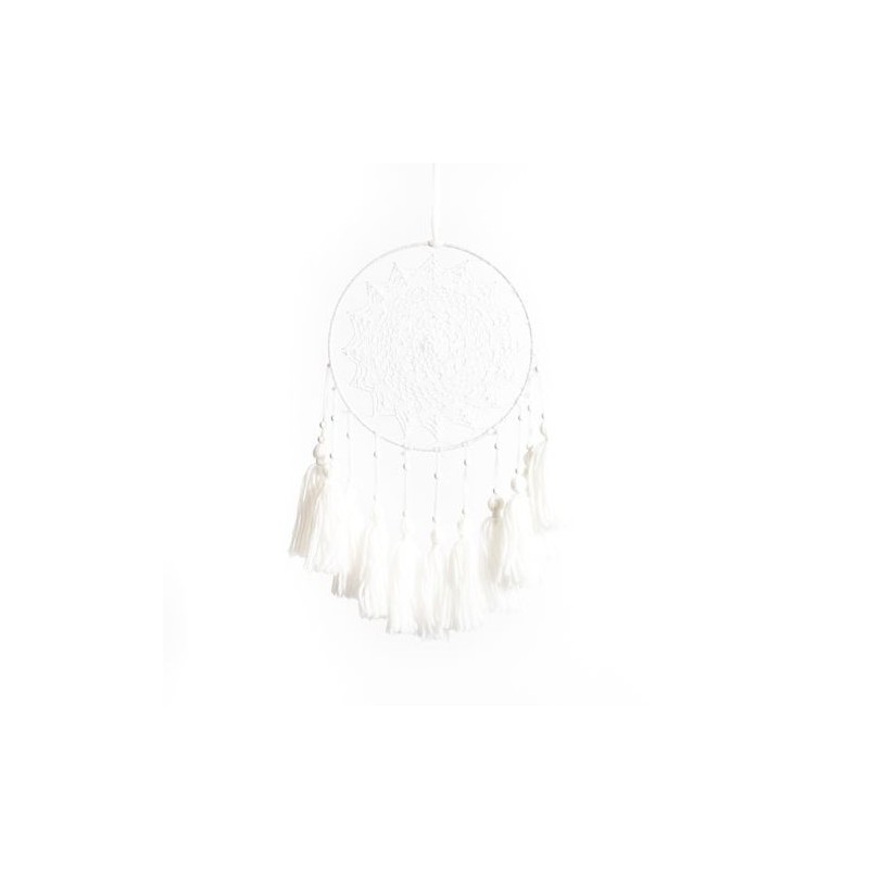 ATTRAPE REVE POMPONS LAINE BLANCHES 28 X 20 CM ATTRAPE REVE POMPONS LAINE BLANCHES 28 X 20 CM